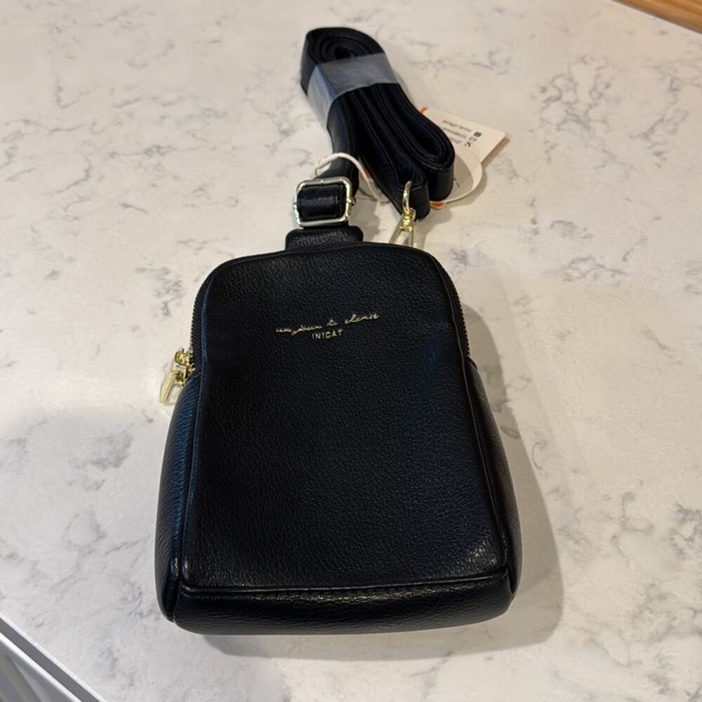 INICAT Crossbody Sling Bags Fanny Packs Leather Chest Bag black minimalist